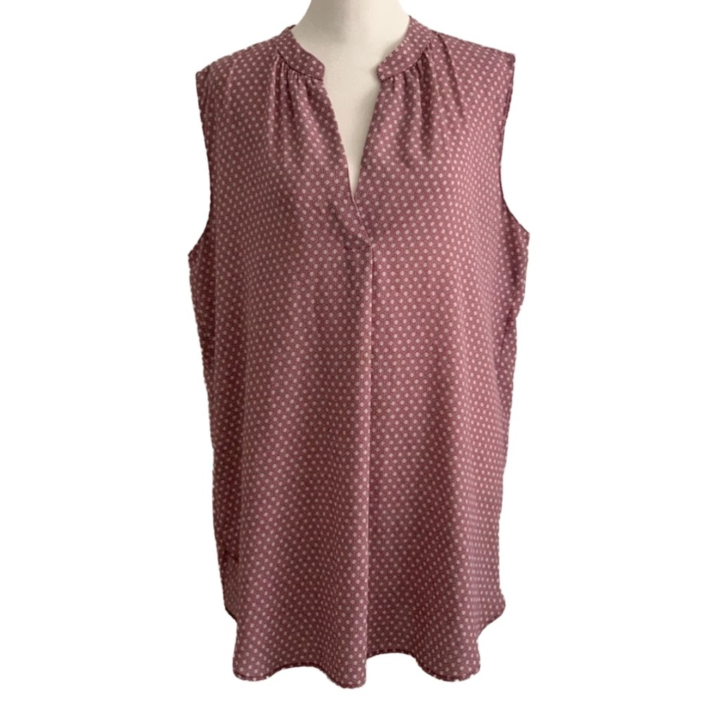 LOFT Women’s Dark Mauve Purple & Cream Print Sleeveless High/low Tank